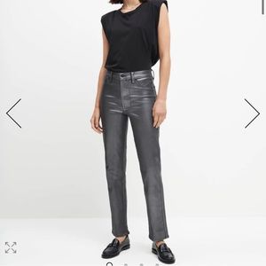 7 for All Man Kind jeans High Waist Straight With Faux Pockets In Coated Pewter